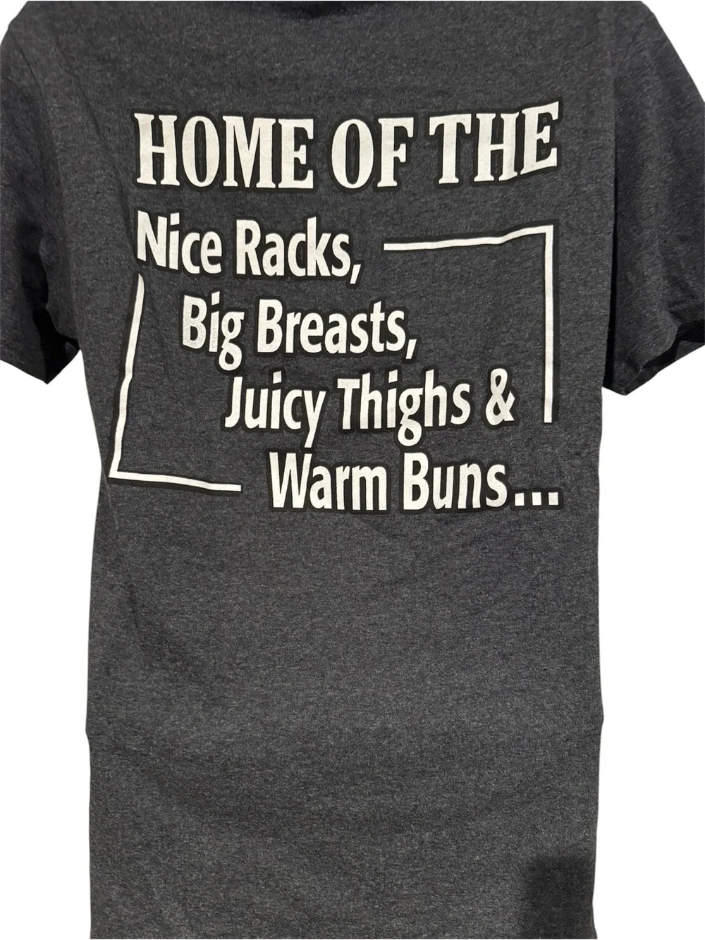 Jerzees Charcoal 'Clem's Cafe Hardwood BBQ' Graphic Tee with Red & Yellow Print